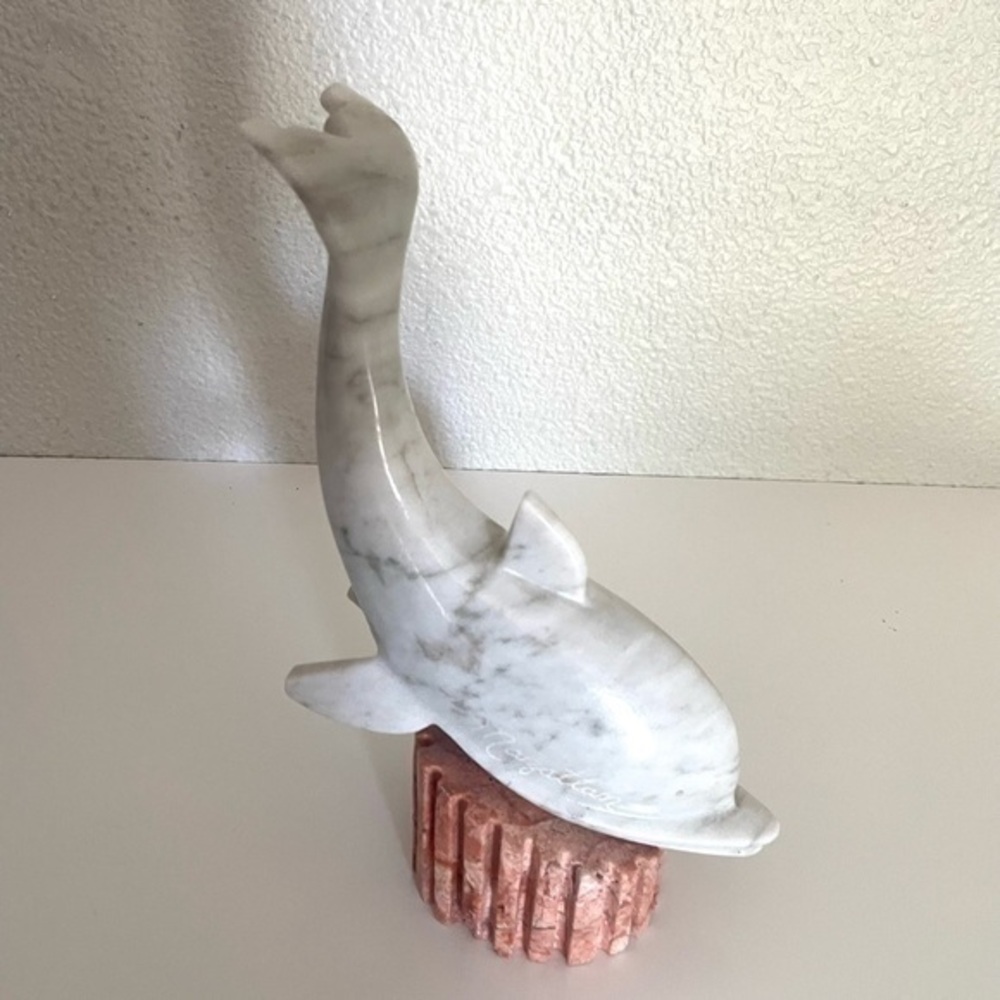 COASTAL DECOR dolphin white marble “MAZATLAN” souvenir statue